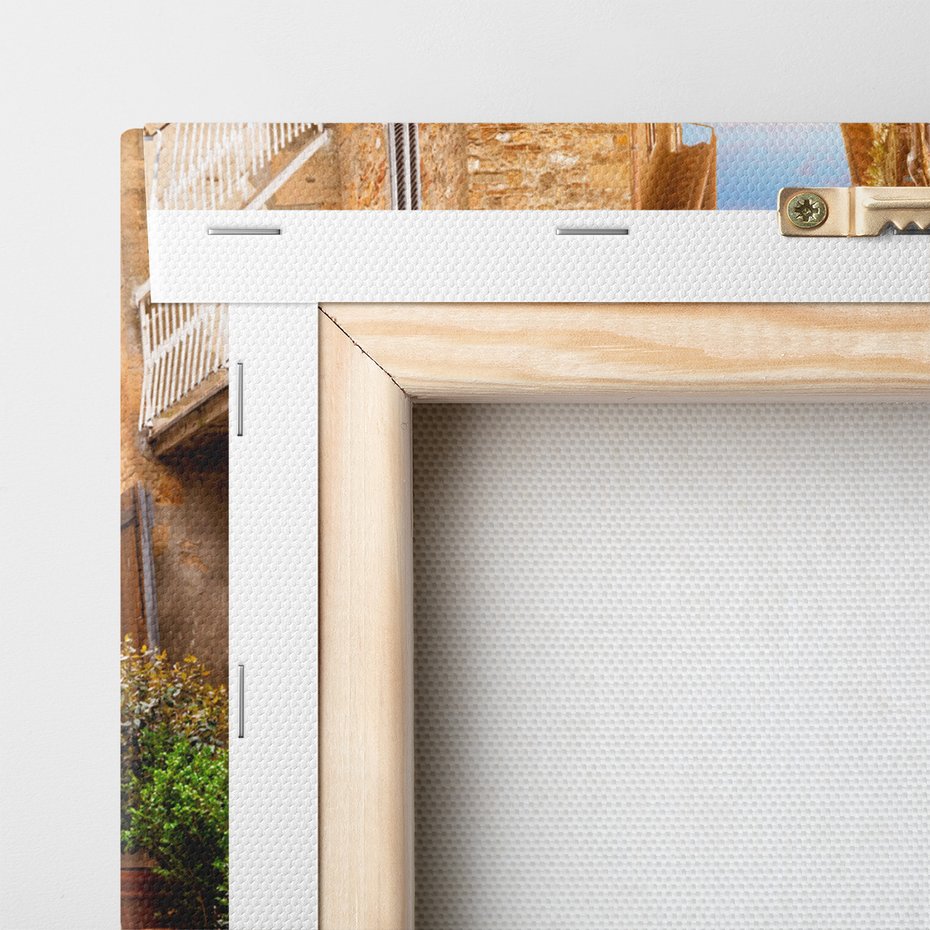 Obraz na płótnie - uliczka, kwiaty, budynki