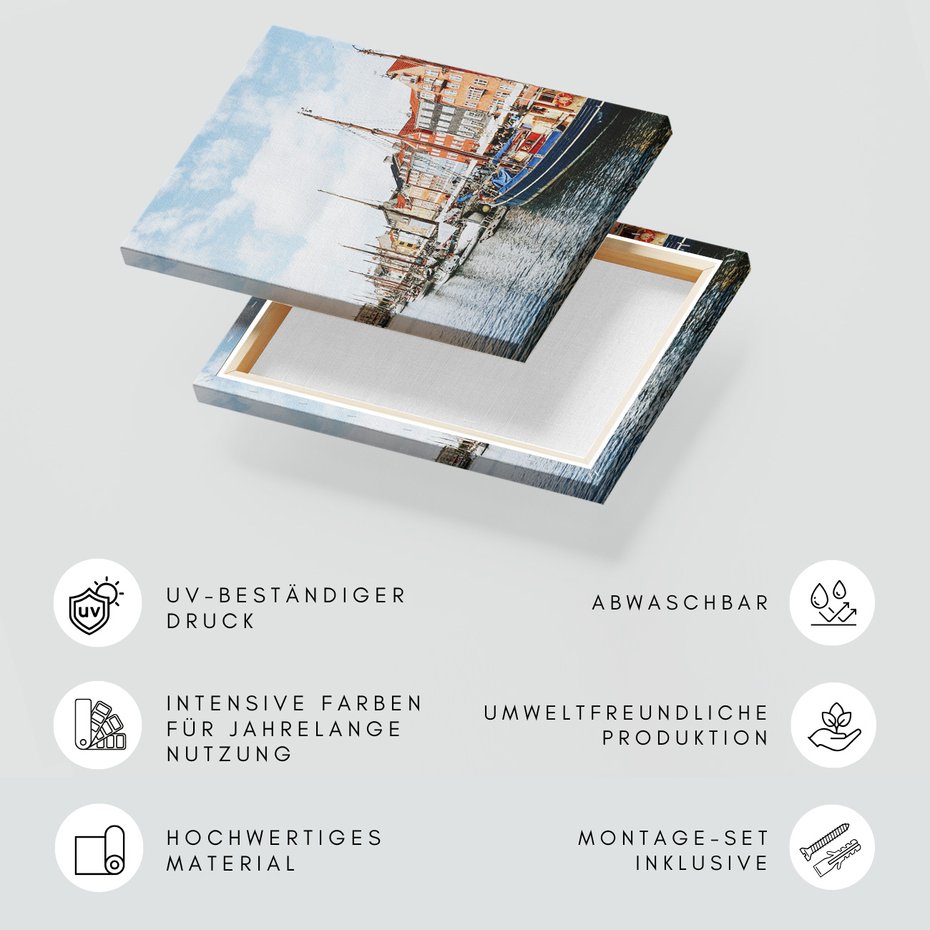 Obraz na płótnie - Kopenhaga, kanał, łodzie