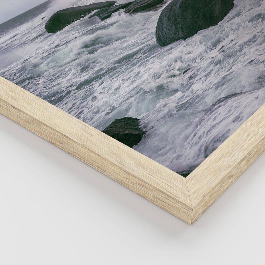 Zestaw obrazy w ramie, plakaty - morze, skały, wybrzeże - rama drewno