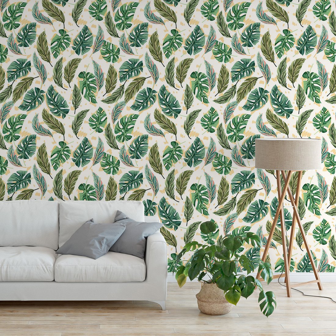 Tapeta - liście, monstera, wzór