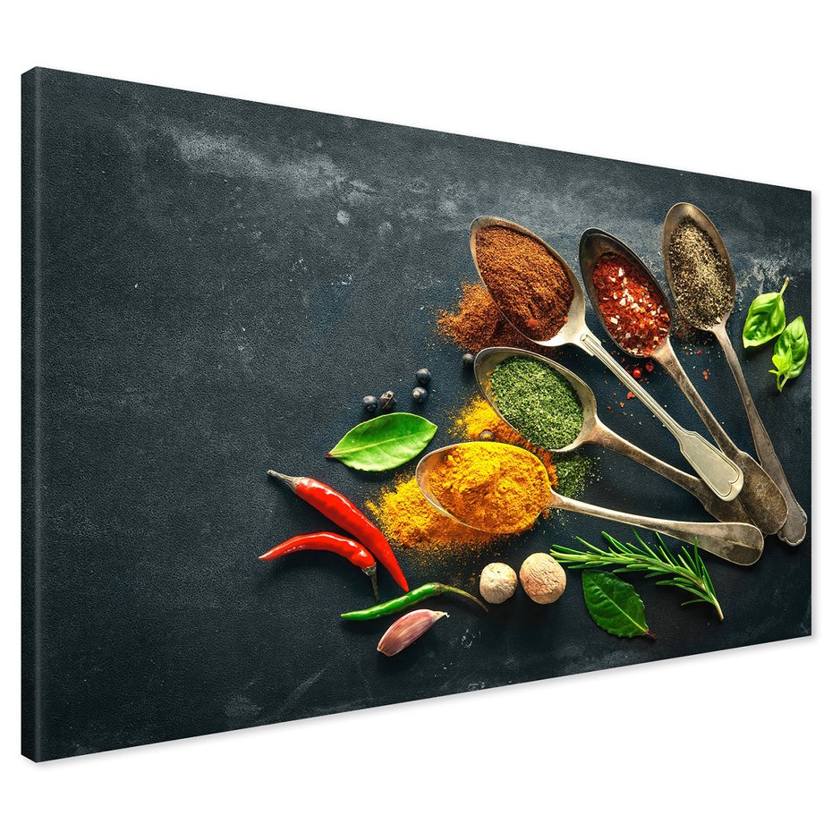 Obraz na płótnie - przyprawy, łyżki, jedzenie