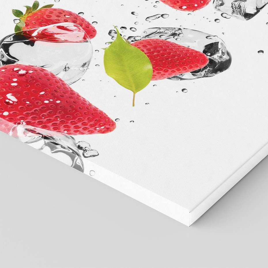 Obraz na płótnie - truskawki, lód, świeżość