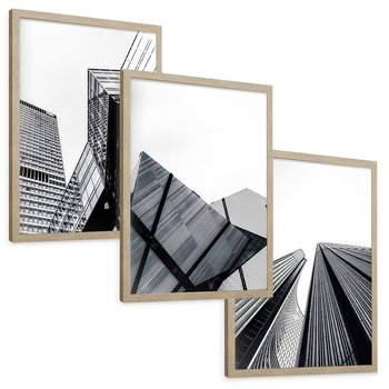 Zestaw obrazy w ramie, plakaty - architektura, budynki, miejski - rama drewno