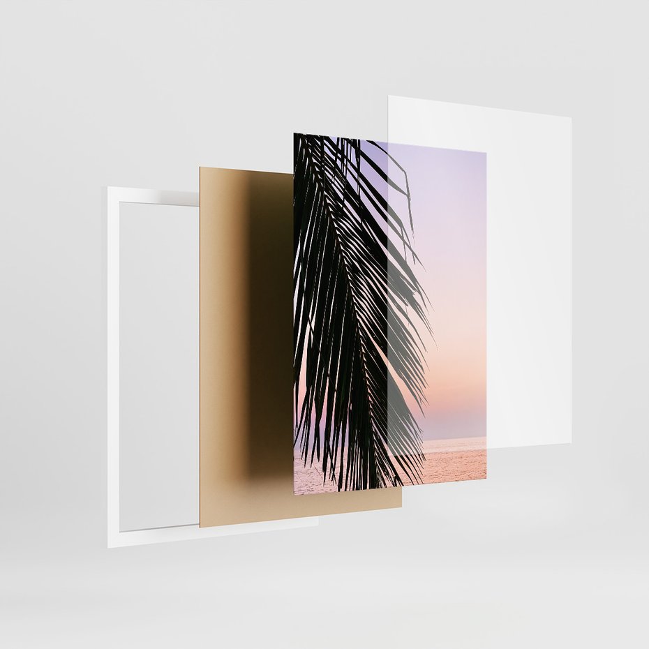 Zestaw obrazy w ramie, plakaty - palma, tropiki, morze - rama biała