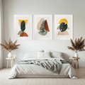 Zestaw obrazy w ramie, plakaty - liście, abstrakcja, rośliny - rama biała
