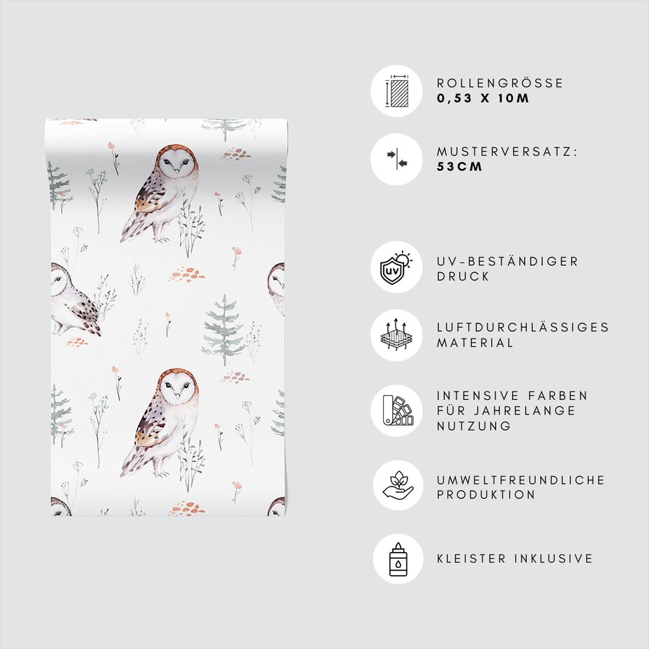 Tapeta - sowa, las, gałązka