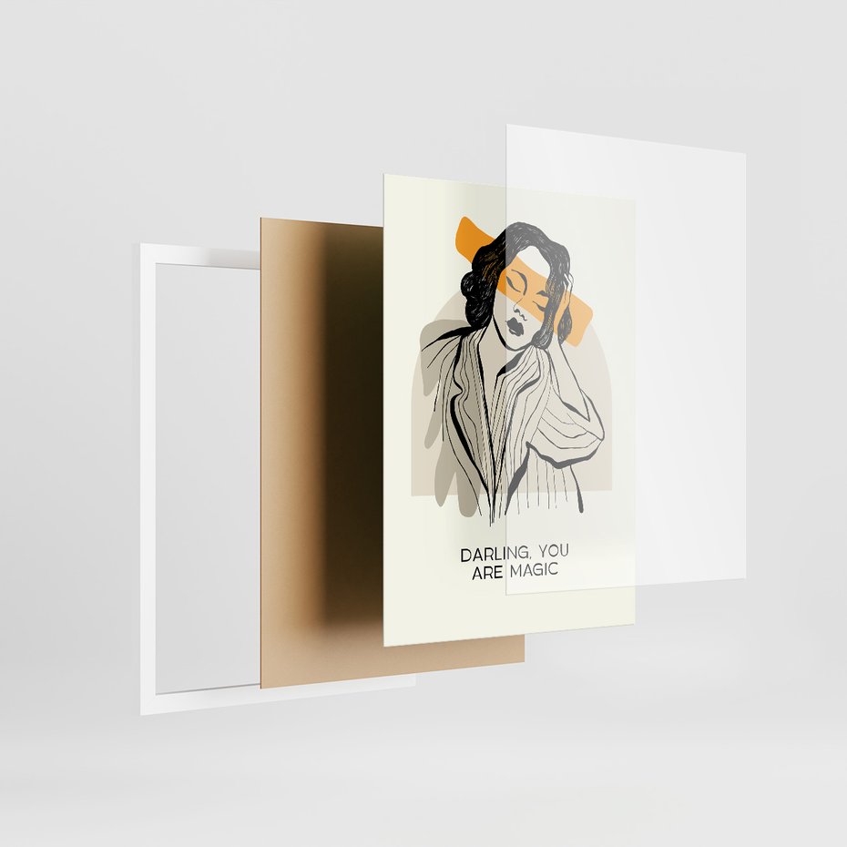 Zestaw obrazy w ramie, plakaty - kobieta, rysunek, portret - rama biała