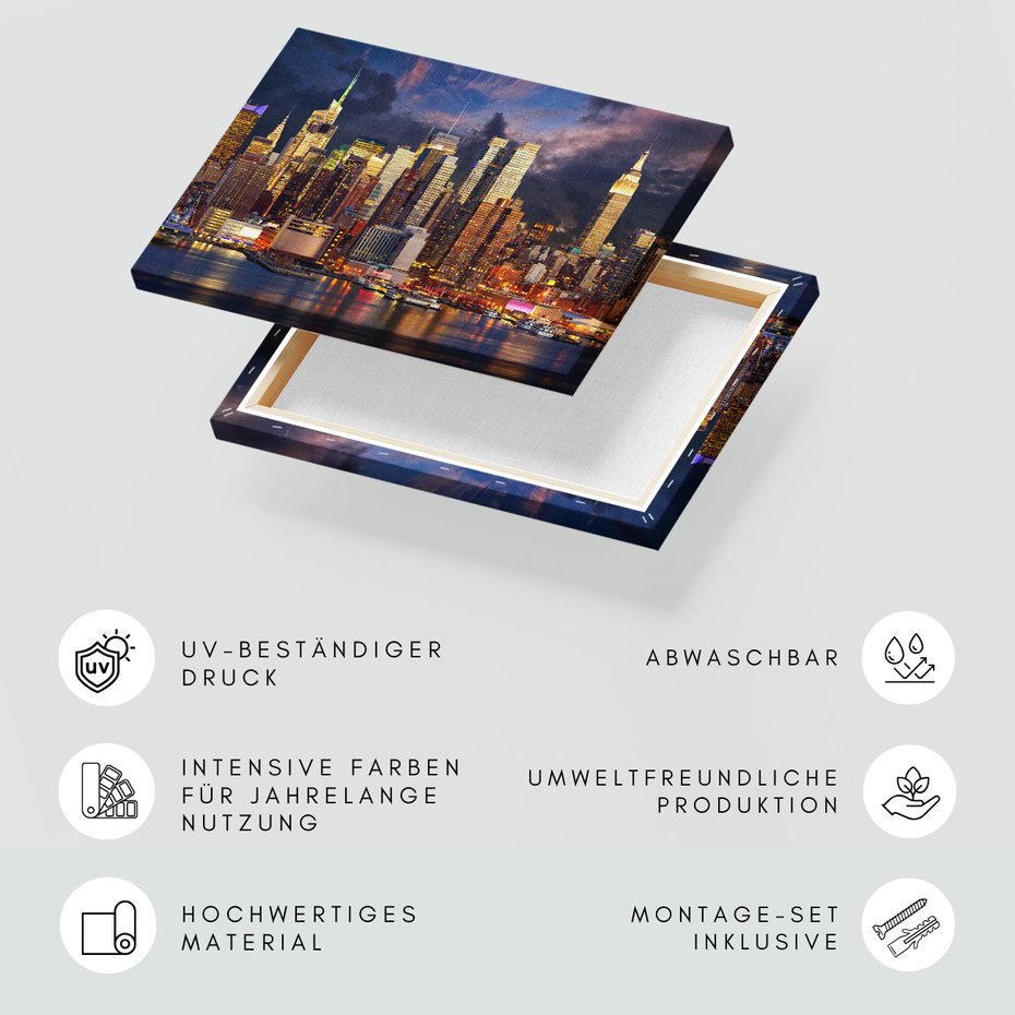 Obraz na płótnie - miasto, noc, woda