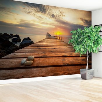 Fototapeta - morze, molo, zachód słońca