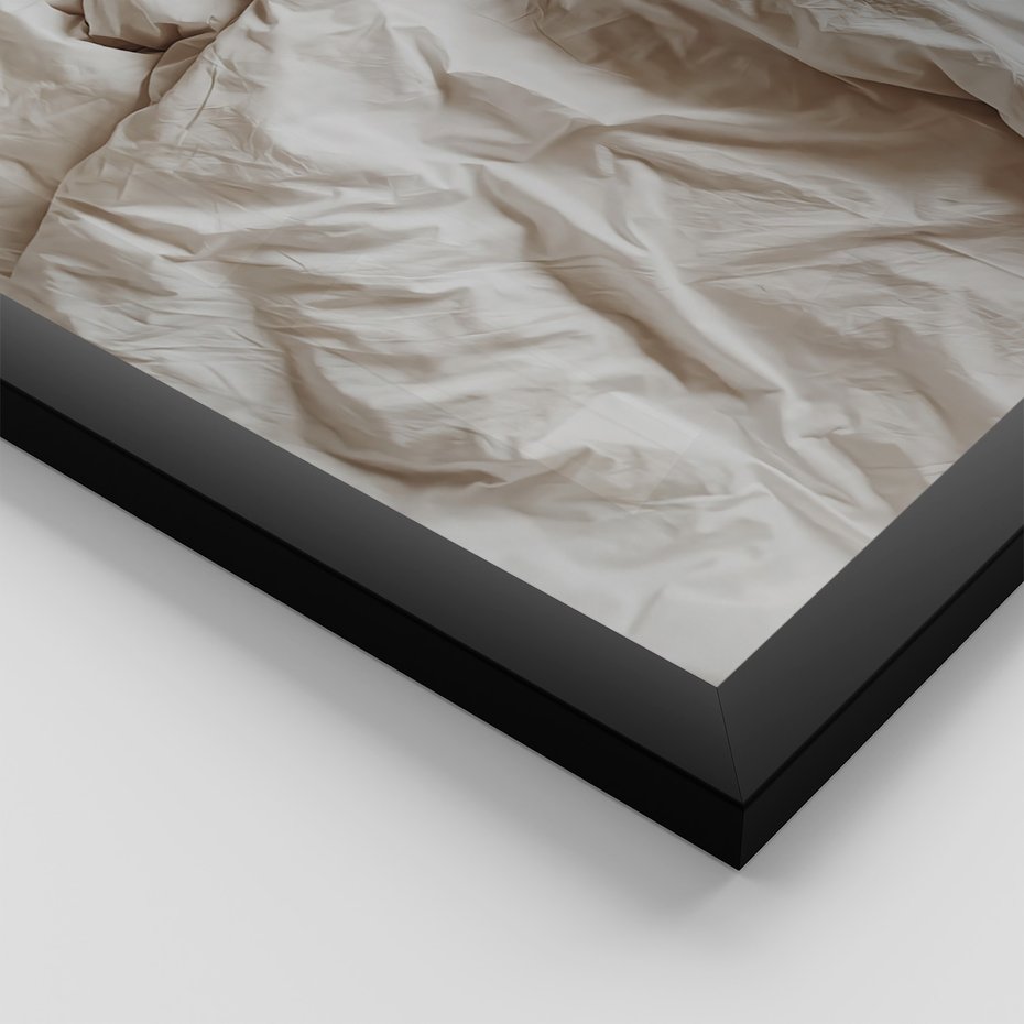 Zestaw obrazy w ramie, plakaty - kawa, łóżko, minimalizm - rama czarna