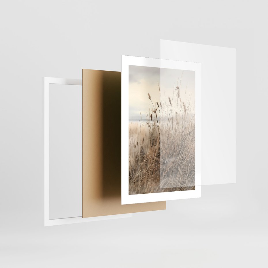 Zestaw obrazy w ramie, plakaty - kwiaty, trawa, delikatne - rama biała