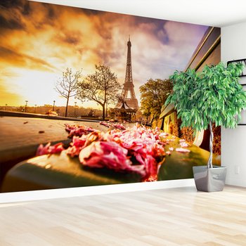 Fototapeta - Paryż, Wieża Eiffla, kwiaty