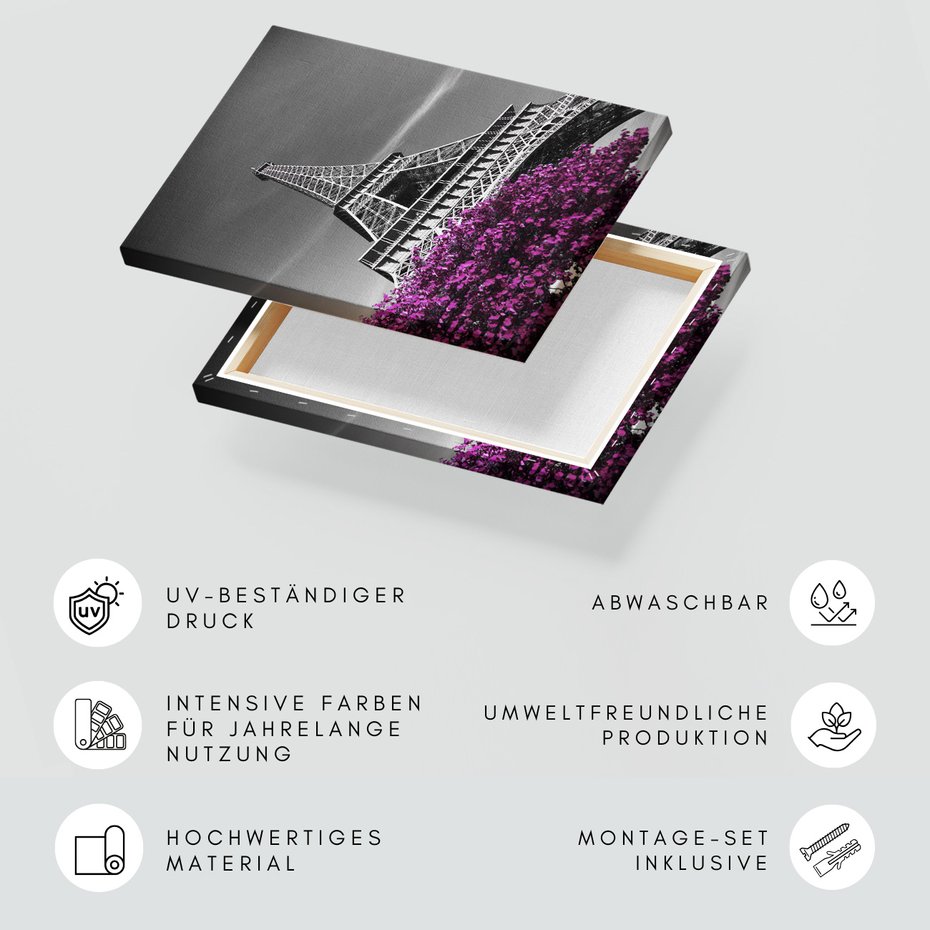 Obraz na płótnie - Wieża Eiffla, Paryż, kwiaty