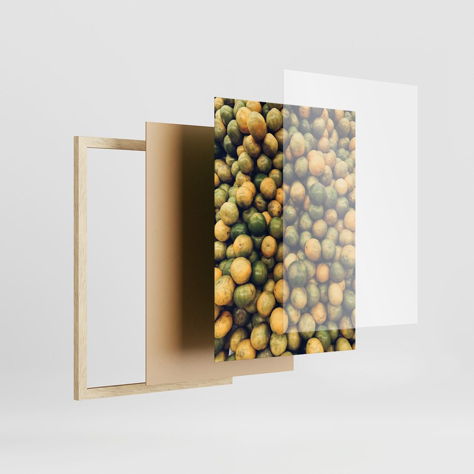 Zestaw obrazy w ramie, plakaty - owoce, cytryny, pozytywne - rama drewno