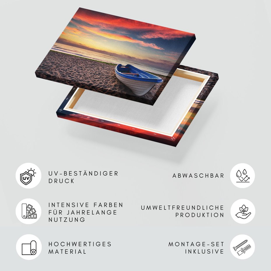 Obraz na płótnie - plaża, łódka, morze