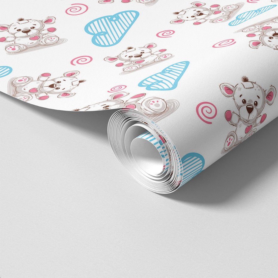 Tapeta - dziecięca, misie, chmury,