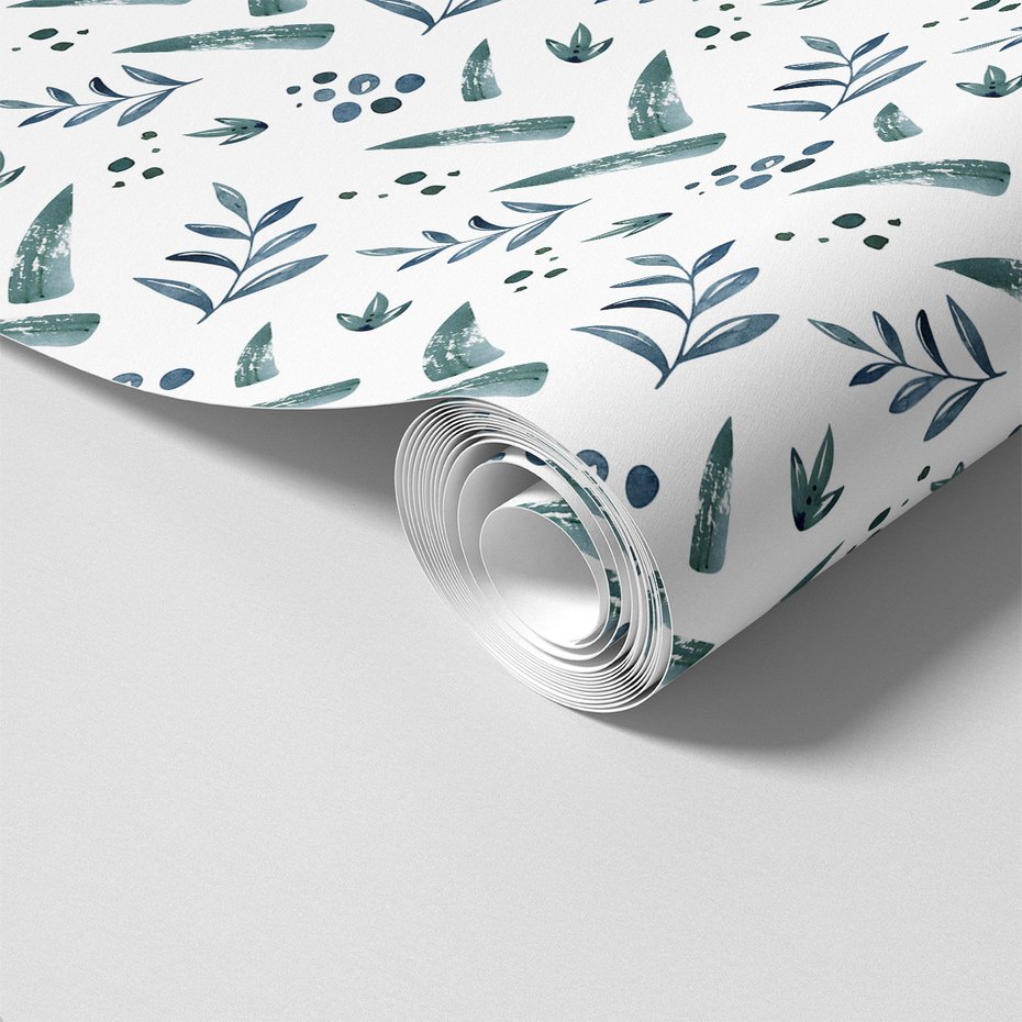 Tapeta - liście, gałązki, kropki