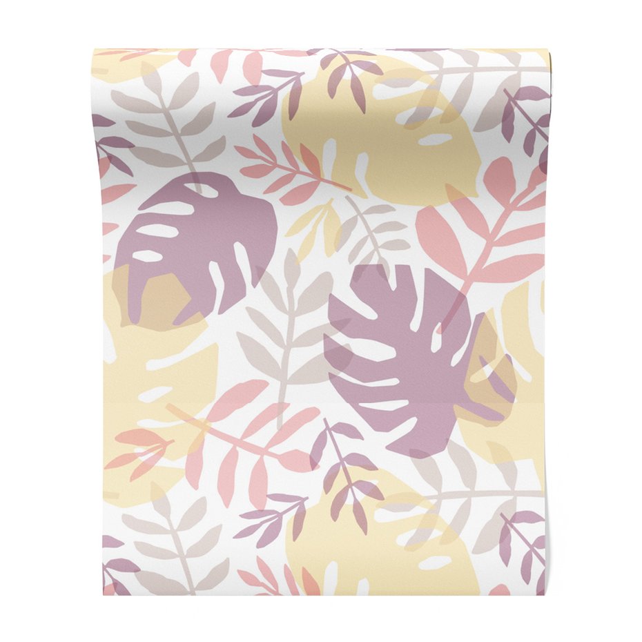 Tapeta - liście, monstera, pastelowy