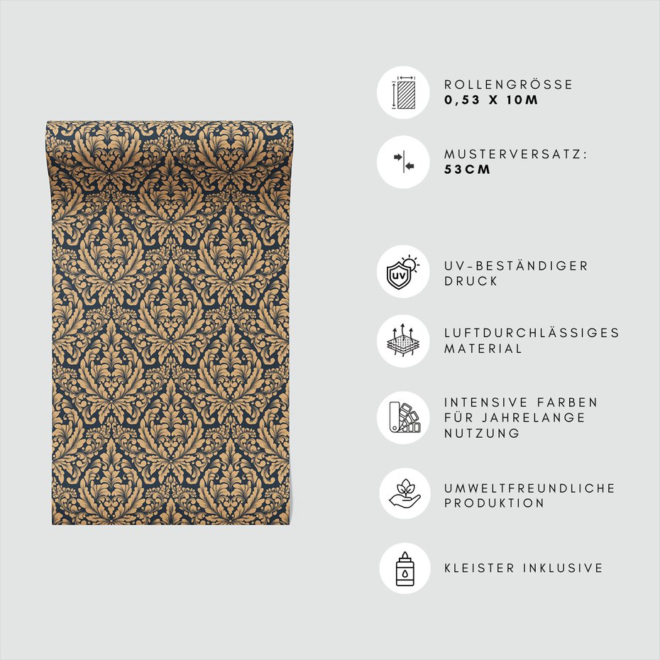 Tapeta - ornament, liście, dekoracja