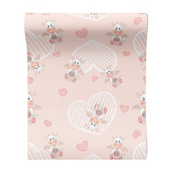 Tapeta - dziecięca, smoki, serca,