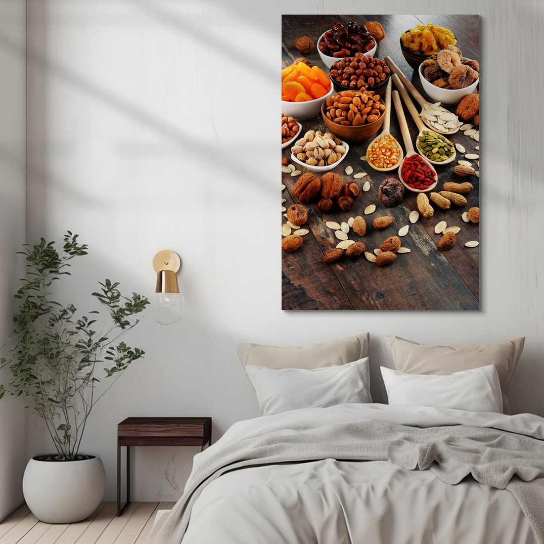 Obraz na płótnie - orzechy, suszone owoce, jedzenie