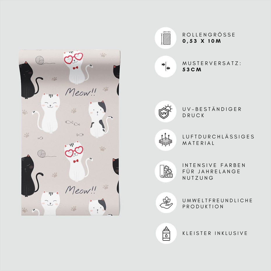 Tapeta - dziecięca, koty, tło, ryby