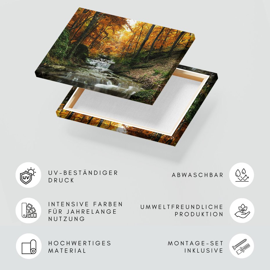 Obraz na płótnie - jesień, wodospad, las