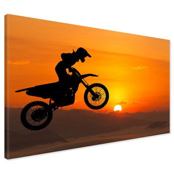 Obraz na płótnie - motocross, skok, sylwetka