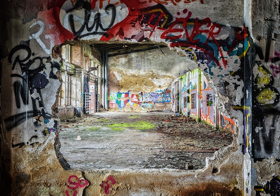 Fototapeta - graffiti, abstrakcja, ruina
