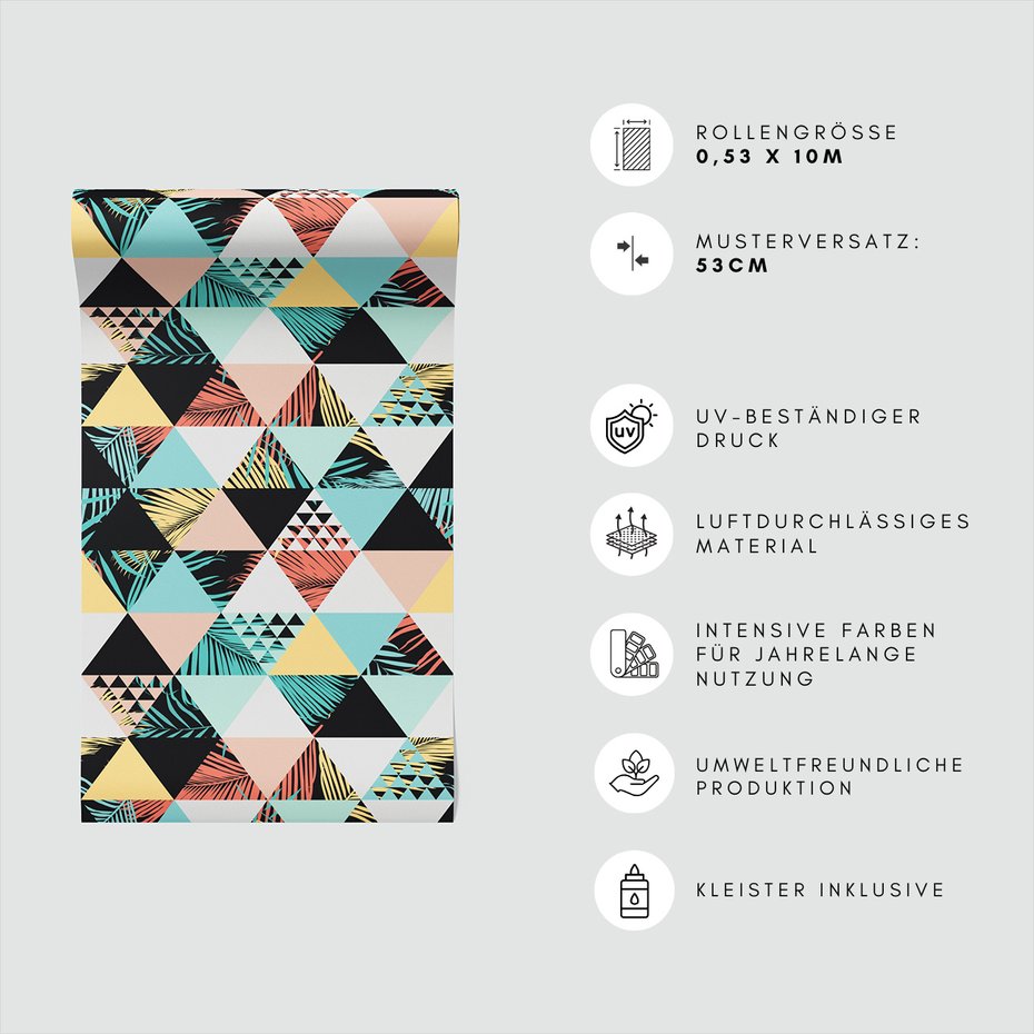 Tapeta - trójkąty, liście, abstrakcja