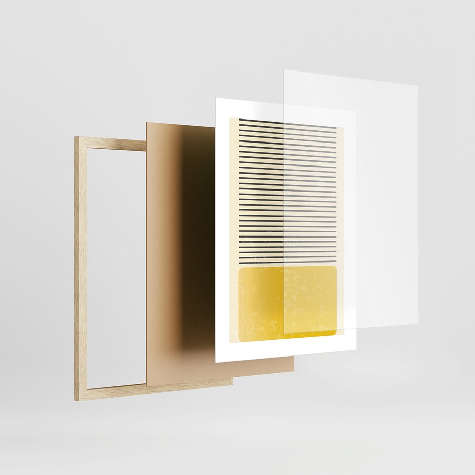 Zestaw obrazy w ramie, plakaty - linie, geometryczny, abstrakcja - rama drewno