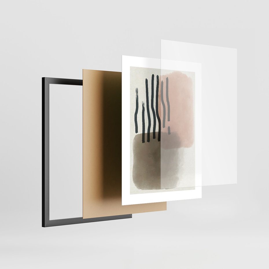 Zestaw obrazy w ramie, plakaty - abstrakcja,pastelowe,wzory - rama czarna