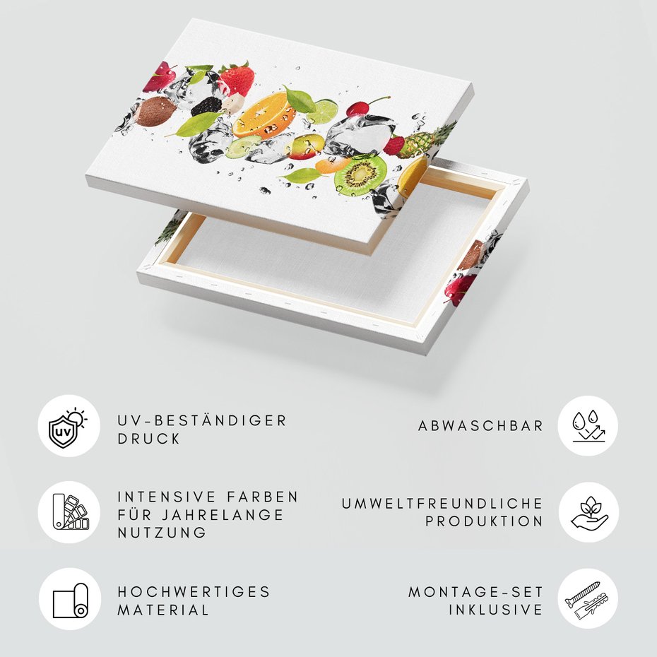 Obraz na płótnie - owoce, lód, świeżość