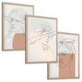 Zestaw obrazy w ramie, plakaty - kobieta, kapelusz, portret - rama drewno