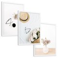 Zestaw obrazy w ramie, plakaty - kwiaty, okulary, kompozycja - rama biała