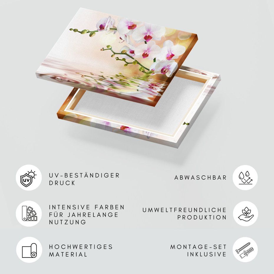 Obraz na płótnie - orchidee, kwiaty, woda