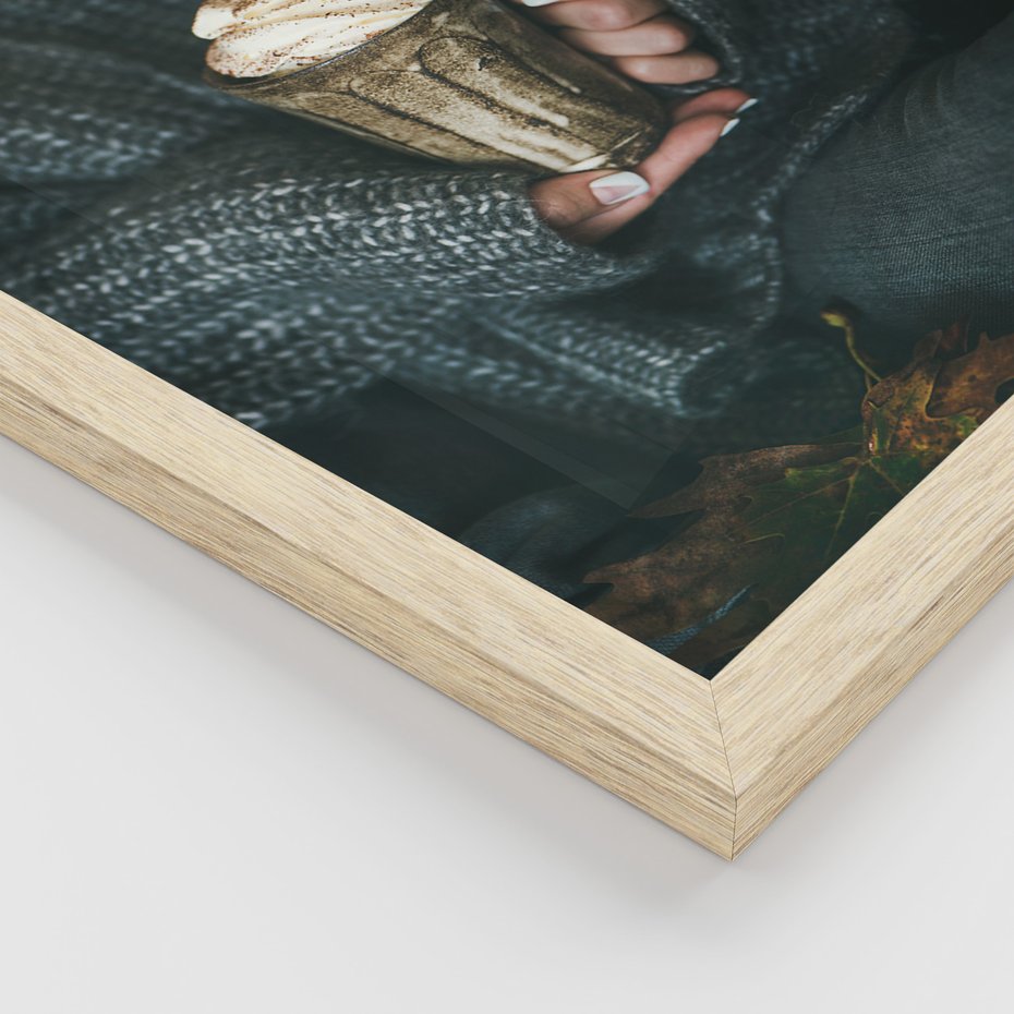 Zestaw obrazy w ramie, plakaty - jesień, napój, kot - rama drewno