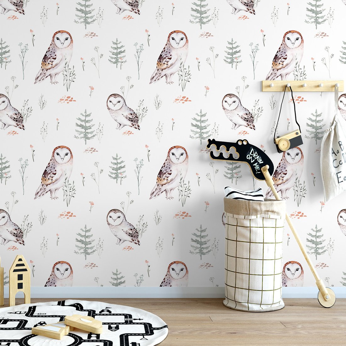 Tapeta - sowa, las, gałązka