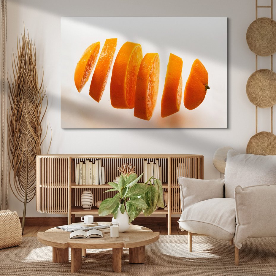 Obraz na płótnie - pomarańcza, plasterki, owoce