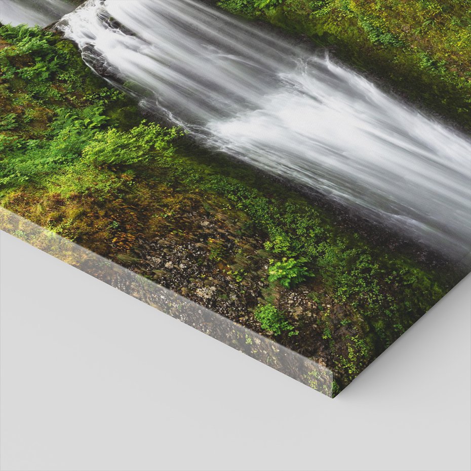 Obraz na płótnie - wodospad, most, natura