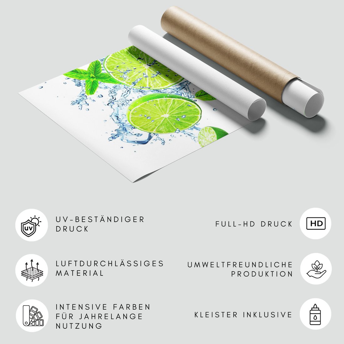 Fototapeta - limonka, woda, mięta