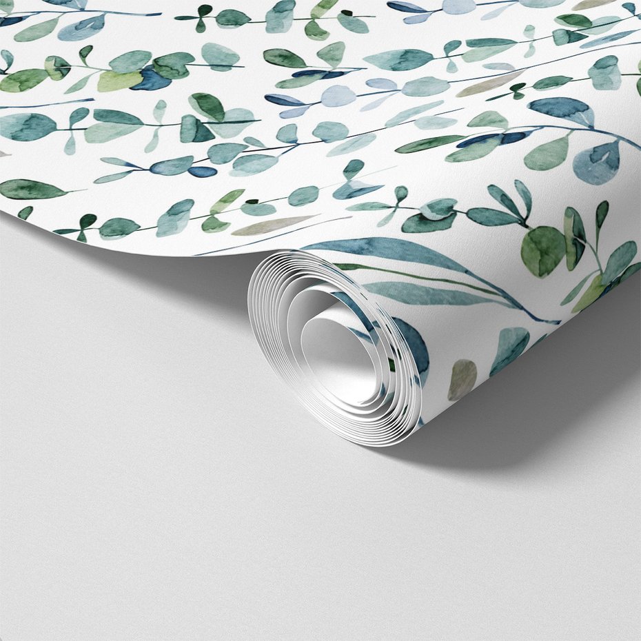 Tapeta - liście, gałązki, akwarela