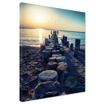 Obraz na płótnie - plaża, morze, zachód słońca