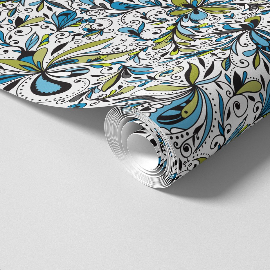 Tapeta - kwiaty, ornamenty, liście