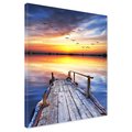 Obraz na płótnie - pomost, zachód słońca, ptaki