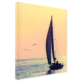 Obraz na płótnie - żaglówka, morze, ptaki