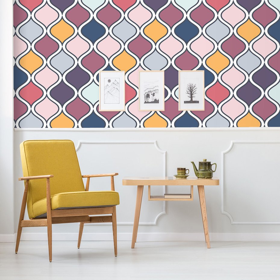 Tapeta - kształty, linie, kropki