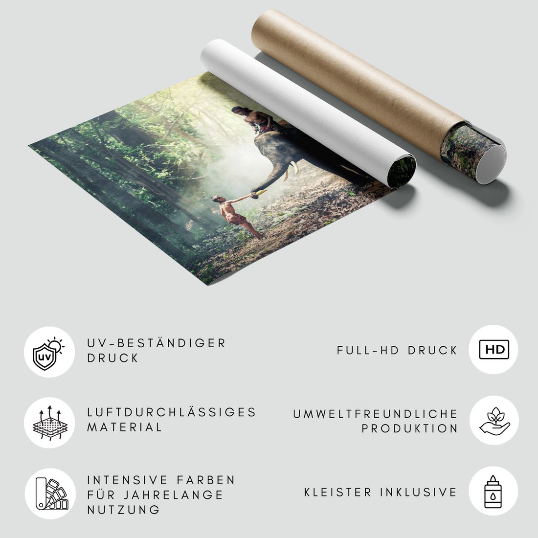 Fototapeta - słoń, chłopcy, las