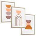 Zestaw obrazy w ramie, plakaty - abstrakcja, boho, minimalizm - rama drewno