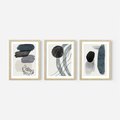 Zestaw obrazy w ramie, plakaty - abstrakcja, kształty, geometria - rama drewno